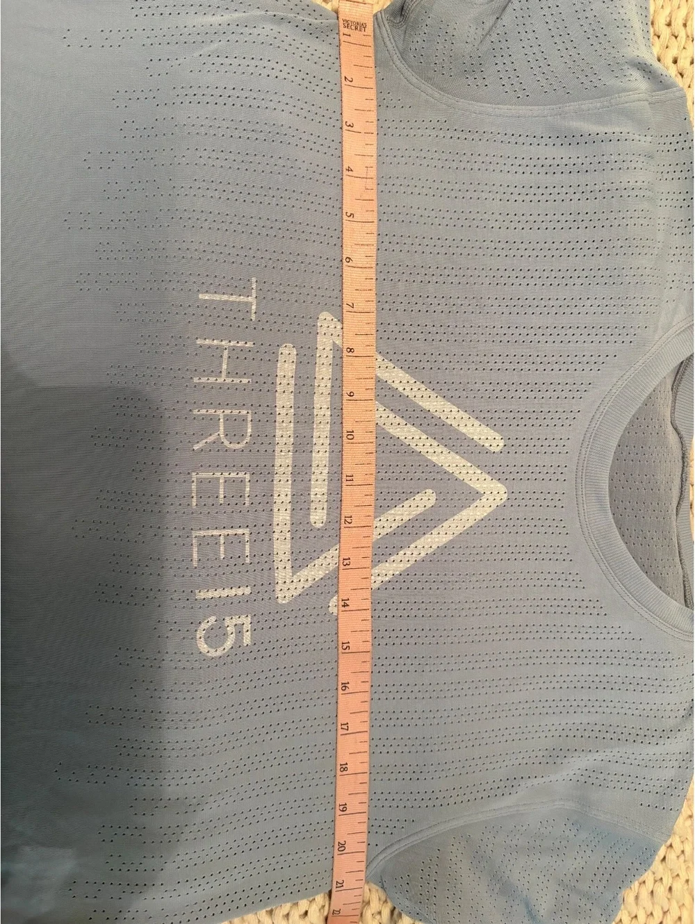 Lululemon x THREE15 Studio Perforated Training Crop Top Med Blue Performance